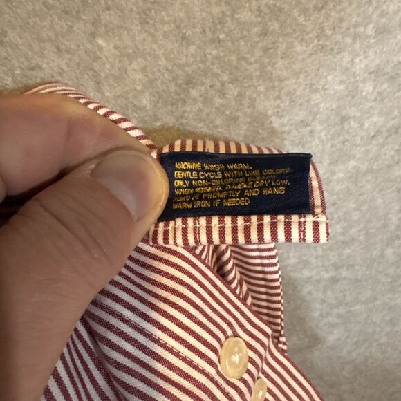 Club Room Pinpoint Men’s Dress Shirt 16 34/35 Easy Care LS White w/ Red Stripes - Picture 6 of 11